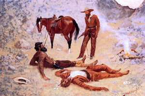  Frederic Remington He Lay Where He Had Been Jerked, Still as a Log (also known as Jerked Down) - Art Print