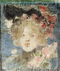  Maurice Prendergast Head of a Girl (with Roses) - Art Print