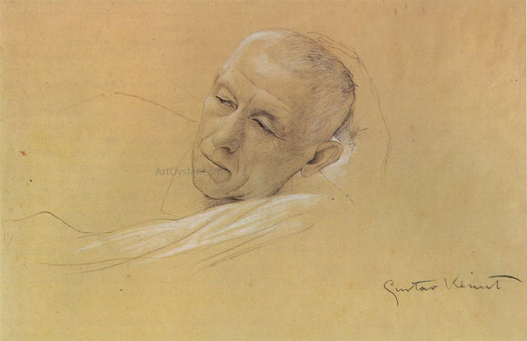  Gustav Klimt Head of a Recumbent Man, Supporting Himself - Art Print