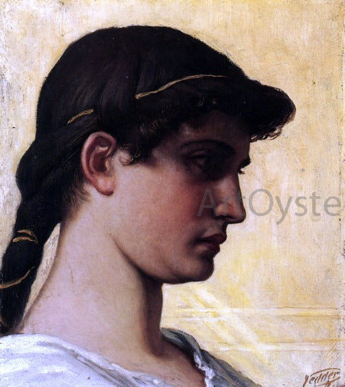  Elihu Vedder Head of a Roman Maiden - Art Print