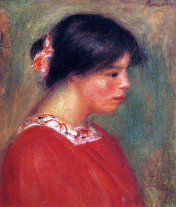  Pierre Auguste Renoir Head of a Woman in Red - Art Print