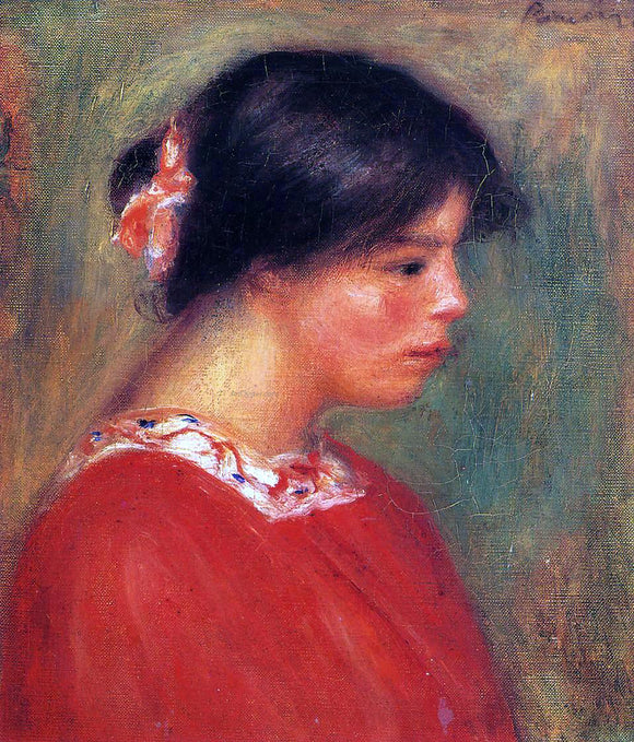  Pierre Auguste Renoir Head of a Woman in Red - Art Print