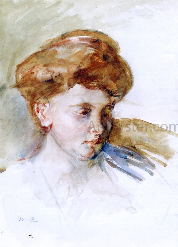  Mary Cassatt Head of a Young Woman - Art Print
