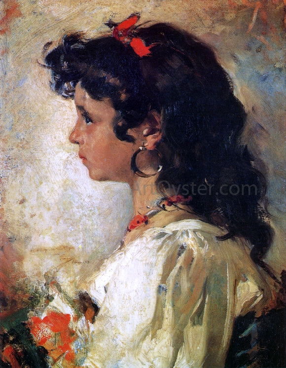  Joaquin Sorolla Y Bastida Head of an Italian Girl - Art Print