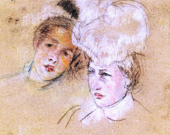  Mary Cassatt Heads of Leontine and a Friend - Art Print