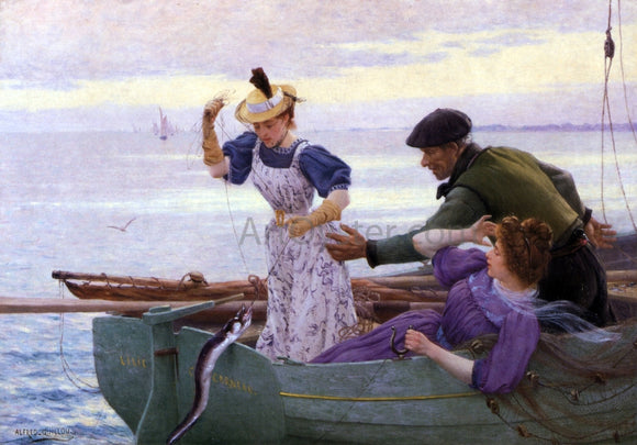  Alfred Guillou Her First Catch - Art Print