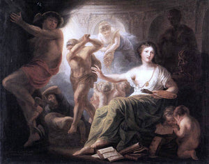  Andries Cornelis Lens Hercules Protects Painting from Ignorance and Envy - Art Print