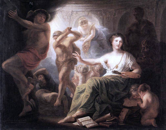  Andries Cornelis Lens Hercules Protects Painting from Ignorance and Envy - Art Print