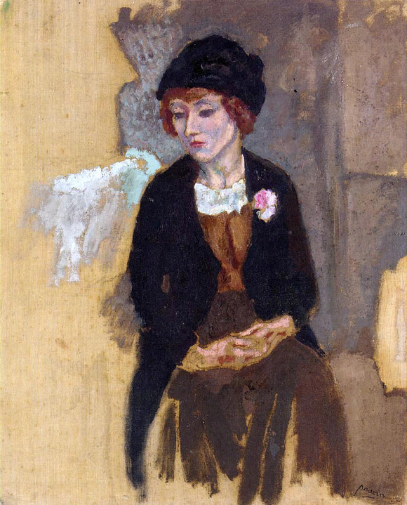  Jules Pascin Hermine in a Black Hat - Art Print