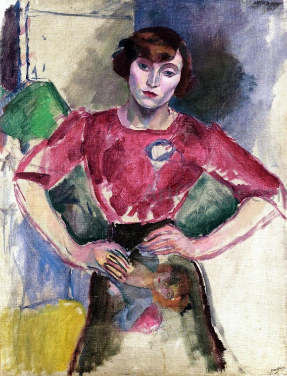  Jules Pascin Hermine in a Red Blouse - Art Print