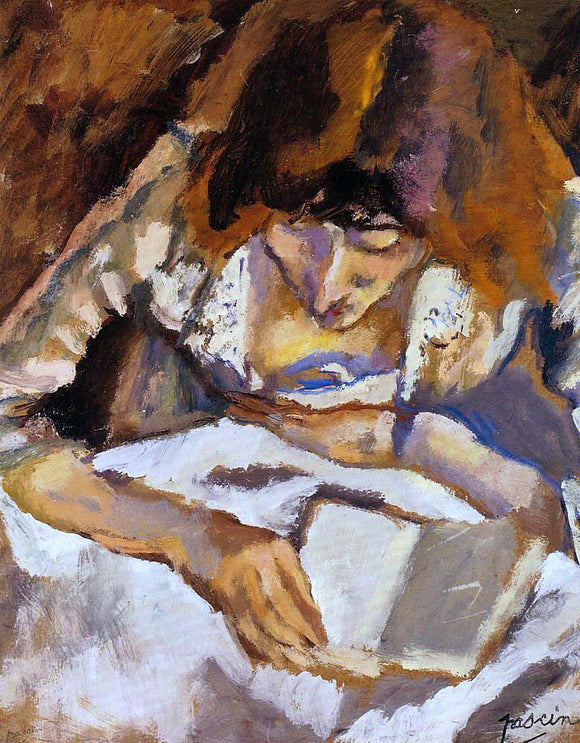  Jules Pascin Hermine Reading - Art Print