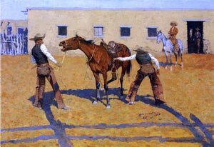  Frederic Remington His First Lesson - Art Print