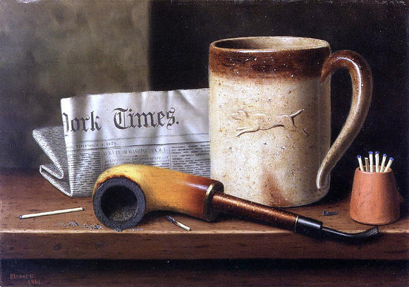  William Michael Harnett His Mug and His Pipe - Art Print