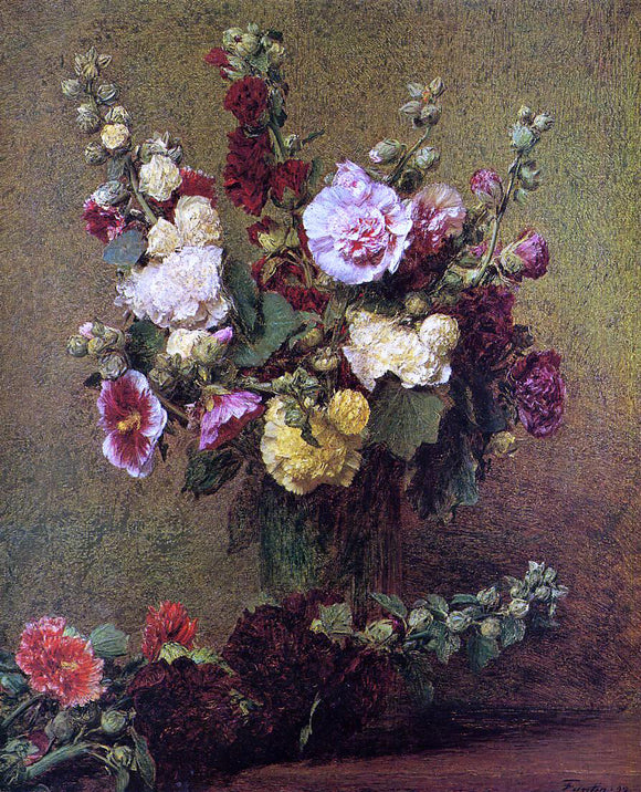  Henri Fantin-Latour Hollyhocks - Art Print