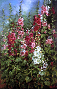  Mathias J Alten Hollyhocks - Art Print