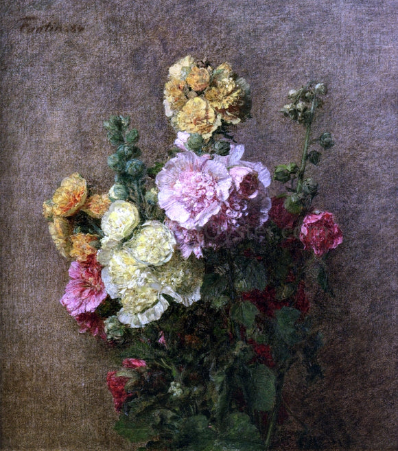  Henri Fantin-Latour Hollyhocks without Vase - Art Print