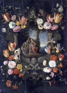  The Younger Jan Brueghel Holy Family Framed with Flowers - Art Print