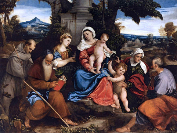  Bonifazio Veronese Holy Family with Saints - Art Print