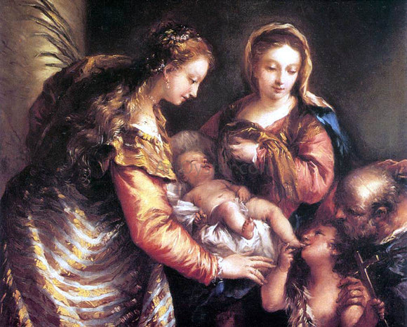  Giovanni Antonio Guardi Holy Family with St John the Baptist and St Catherine - Art Print