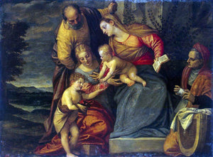  Benedetto Caliari Holy Family with Sts Catherine, Anne and John - Art Print