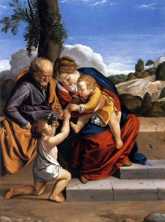  Orazio Gentileschi Holy Family with the Infant Saint John the Baptist - Art Print