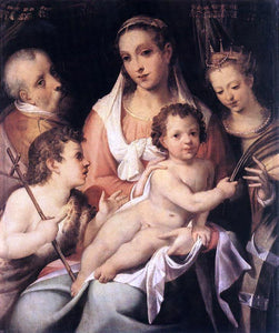  Bartolomeo Passerotti Holy Family with the Infant St John the Baptist and St Catherine of Alexandria - Art Print