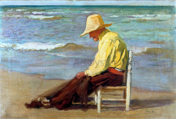  Cecilio Pla y Gallardo Hombre en la Playa - Art Print