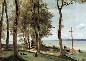  Jean-Baptiste-Camille Corot Honfleur - Calvary on the Cote de Grace - Art Print
