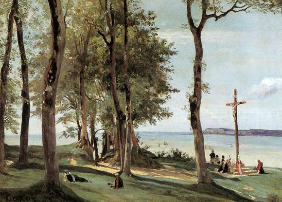  Jean-Baptiste-Camille Corot Honfleur - Calvary on the Cote de Grace - Art Print