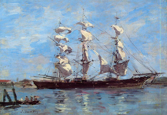  Eugene-Louis Boudin Honfleur, Three Master in Port - Art Print