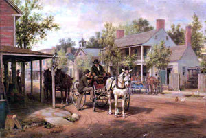 Edward Lamson Henry Horse and Buggy on Main Street - Art Print