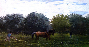  Winslow Homer Horse and Plowman, Houghton Farm - Art Print