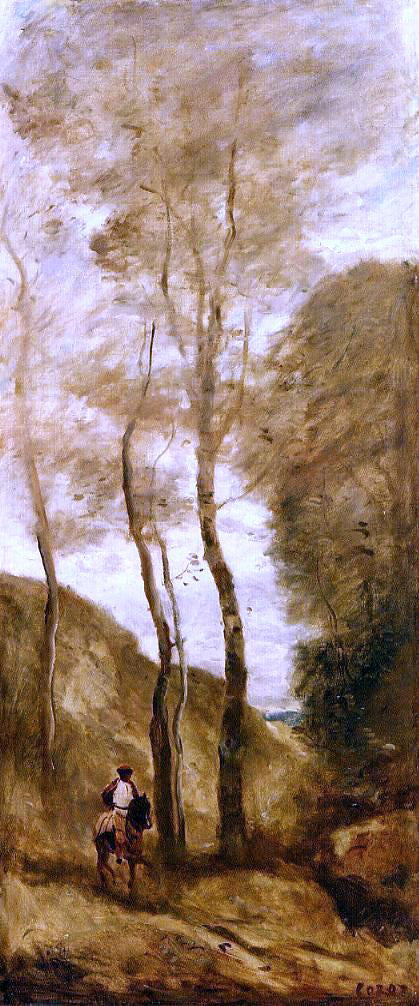  Jean-Baptiste-Camille Corot Horse and Rider in a Gorge - Art Print