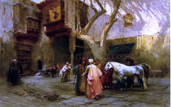  Frederick Arthur Bridgeman Horse Market at Cairo (also known as Hot Market, Cairo) - Art Print