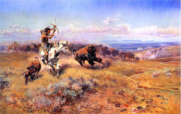  Charles Marion Russell Horse of the Hunter (also known as Fresh Meat) - Art Print