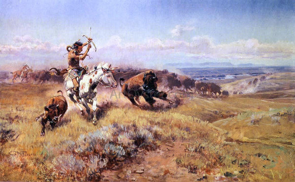  Charles Marion Russell Horse of the Hunters (also known as Fresh Meat) - Art Print