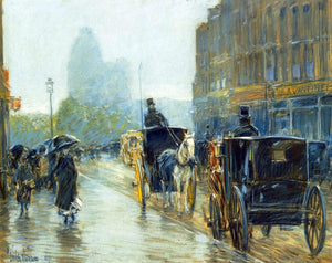  Frederick Childe Hassam A Horse-Drawn Cab at Evening, New York - Art Print