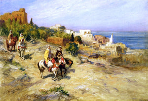  Frederick Arthur Bridgeman Horsemen on a Coastal Path, Algiers - Art Print