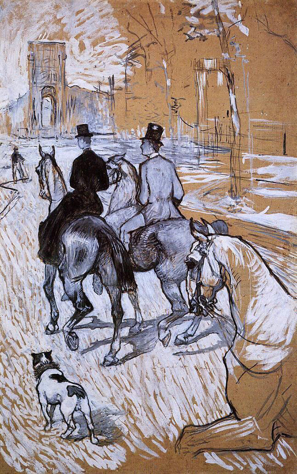  Henri De Toulouse-Lautrec Horsemen Riding in the Bois de Boulogne - Art Print