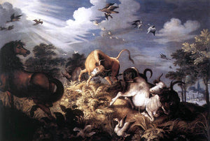  Roelandt Jacobszoon Savery Horses and Oxen Attacked by Wolves - Art Print