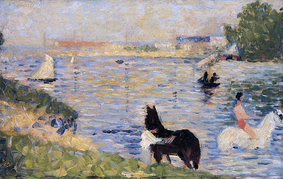  Georges Seurat Horses in the Water - Art Print