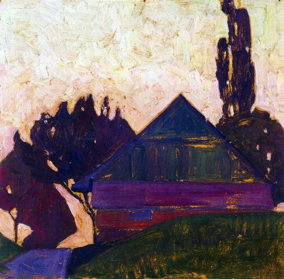  Egon Schiele House Between Trees I - Art Print