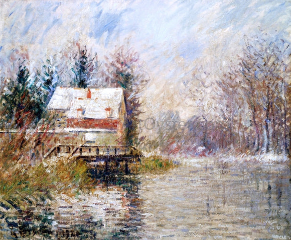  Gustave Loiseau House by the Water, Snow Effect - Art Print