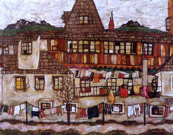  Egon Schiele House with Drying Laundry - Art Print