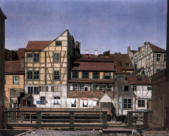  Ludwig Deppe Houses at a Millrace - Art Print