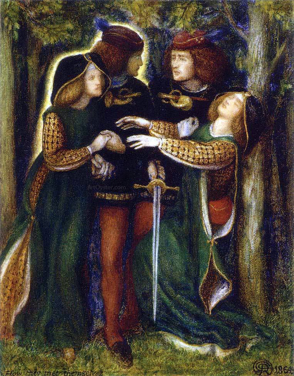  Dante Gabriel Rossetti How They Met Themselves - Art Print