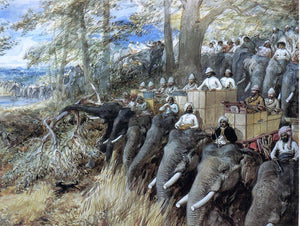  William Simpson H.R.H. The Prince of Wales beating the Jungle with Sir Jung Bahadoor in the Nepal Terai - Art Print