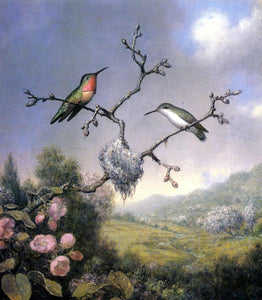  Martin Johnson Heade Hummingbirds and Apple Blossoms - Art Print