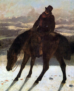 Gustave Courbet Hunter on Horseback, Redcovering the Trail - Art Print