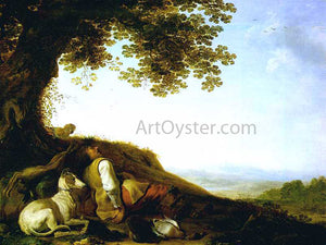  Herman Saftleven Hunter Sleeping on a Hillside - Art Print